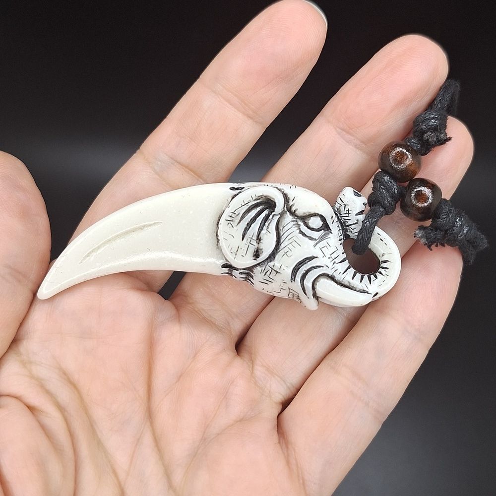 Elephant necklace tribal horn shape tooth necklace